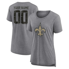 New Orleans Saints Women's Heritage Custom Name & Number Tri-Blend T-Shirt - Gray on sale