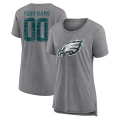 Philadelphia Eagles Women's Heritage Custom Name & Number Tri-Blend T-Shirt - Gray cheap