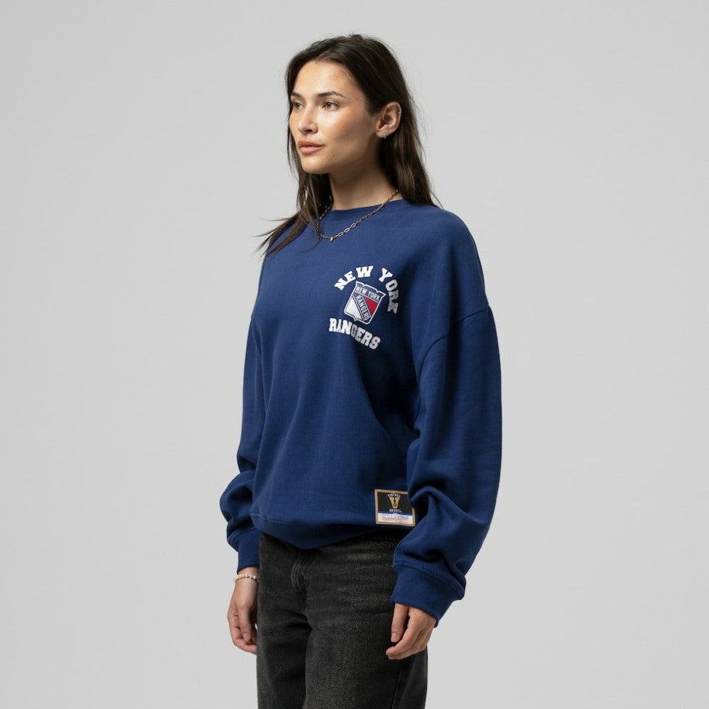 New York Rangers Mitchell & Ness Women's Vintage Crewneck Sweatshirt - Blue Sweatshirts