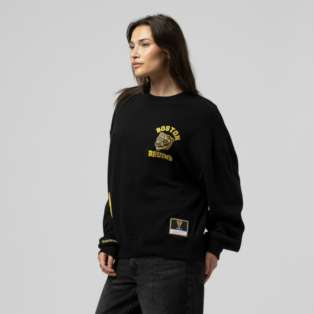 Boston Bruins Mitchell & Ness Women's Vintage Crewneck Sweatshirt - Black Sweatshirts