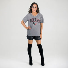 Houston Texans Gameday Couture Women's Relaxed Iconic Edge Rhinestone V-Neck T-Shirt - Gray on sale