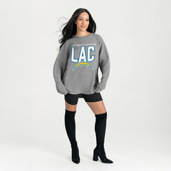 Los Angeles Chargers Gameday Couture Women's Oversized Pure Motion Corded Sweatshirt - Gray for sale