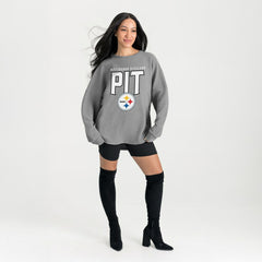 Pittsburgh Steelers Gameday Couture Women's Oversized Pure Motion Corded Sweatshirt - Gray outlet