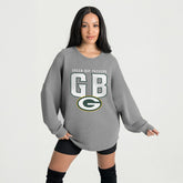 Green Bay Packers Gameday Couture Women's Oversized Pure Motion Corded Sweatshirt - Gray for sale