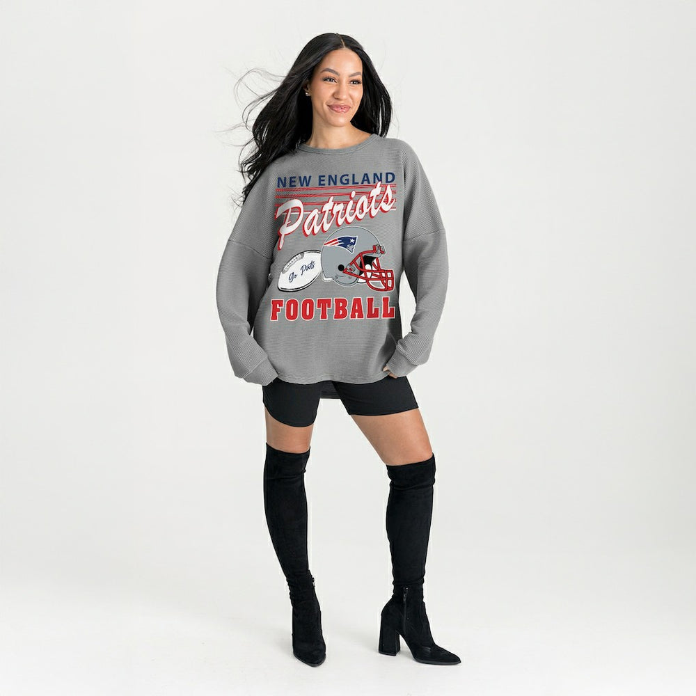 New England Patriots Gameday Couture Women's Oversized Sweet Victory Corded Sweatshirt - Gray cheap