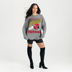 Kansas City Chiefs Gameday Couture Women's Oversized Sweet Victory Corded Sweatshirt - Gray for sale