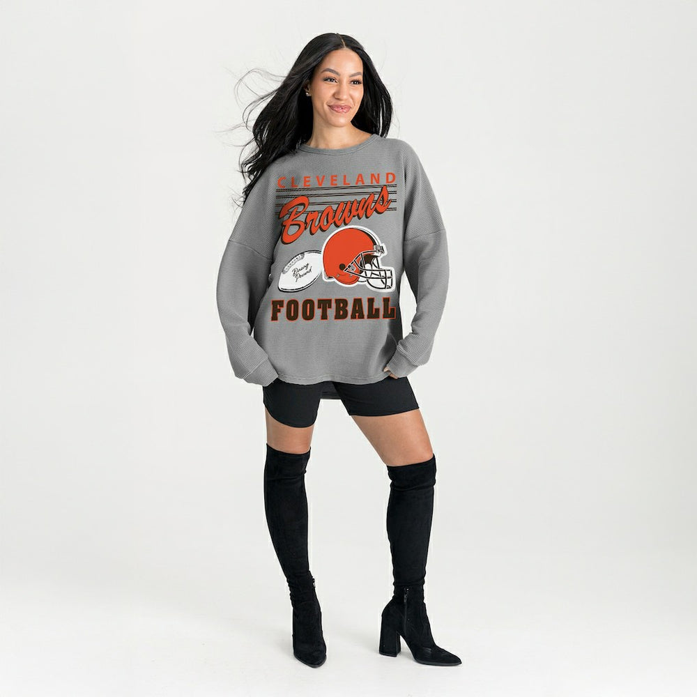 Cleveland Browns Gameday Couture Women's Oversized Sweet Victory Corded Sweatshirt - Gray online
