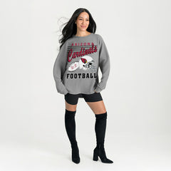 Arizona Cardinals Gameday Couture Women's Oversized Sweet Victory Corded Sweatshirt - Gray discount