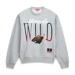 Minnesota Wild Mitchell & Ness Women's Hockey Night Sweatshirt - Heather Gray Sweatshirts