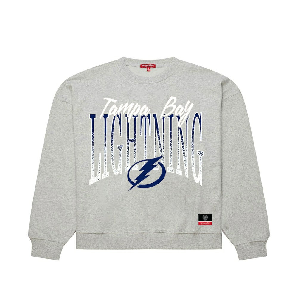 Tampa Bay Lightning Mitchell & Ness Women's Hockey Night Sweatshirt - Heather Gray Sweatshirts