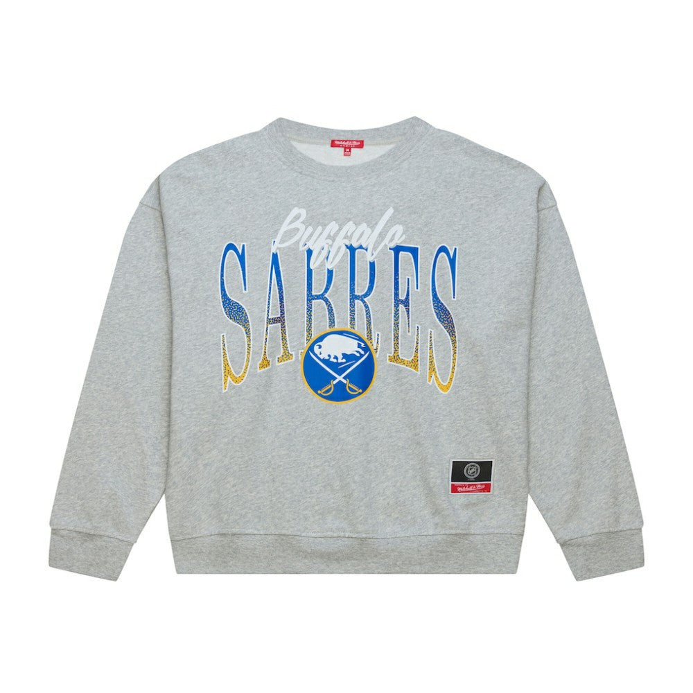 Buffalo Sabres Mitchell & Ness Women's Hockey Night Sweatshirt - Heather Gray Sweatshirts