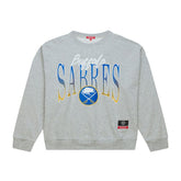 Buffalo Sabres Mitchell & Ness Women's Hockey Night Sweatshirt - Heather Gray Sweatshirts