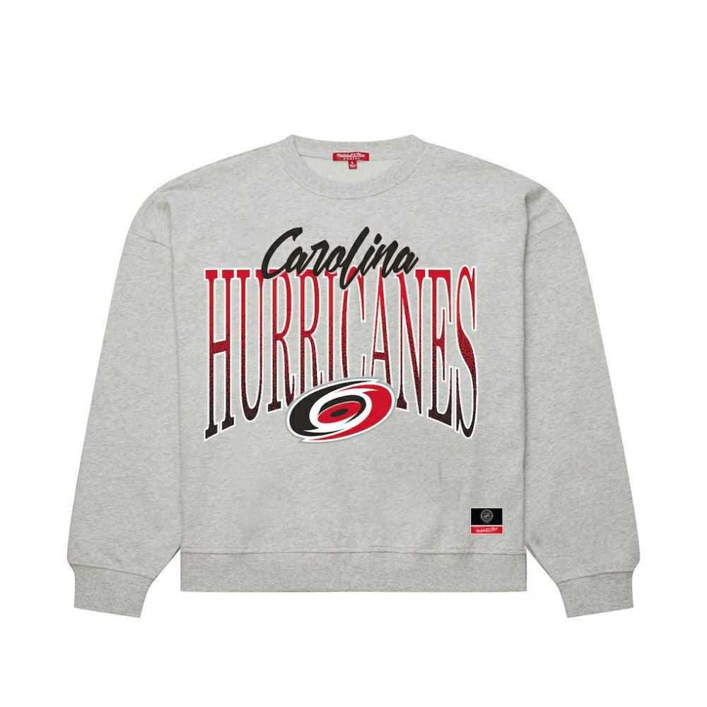 Carolina Hurricanes Mitchell & Ness Women's Hockey Night Sweatshirt - Heather Gray Sweatshirts
