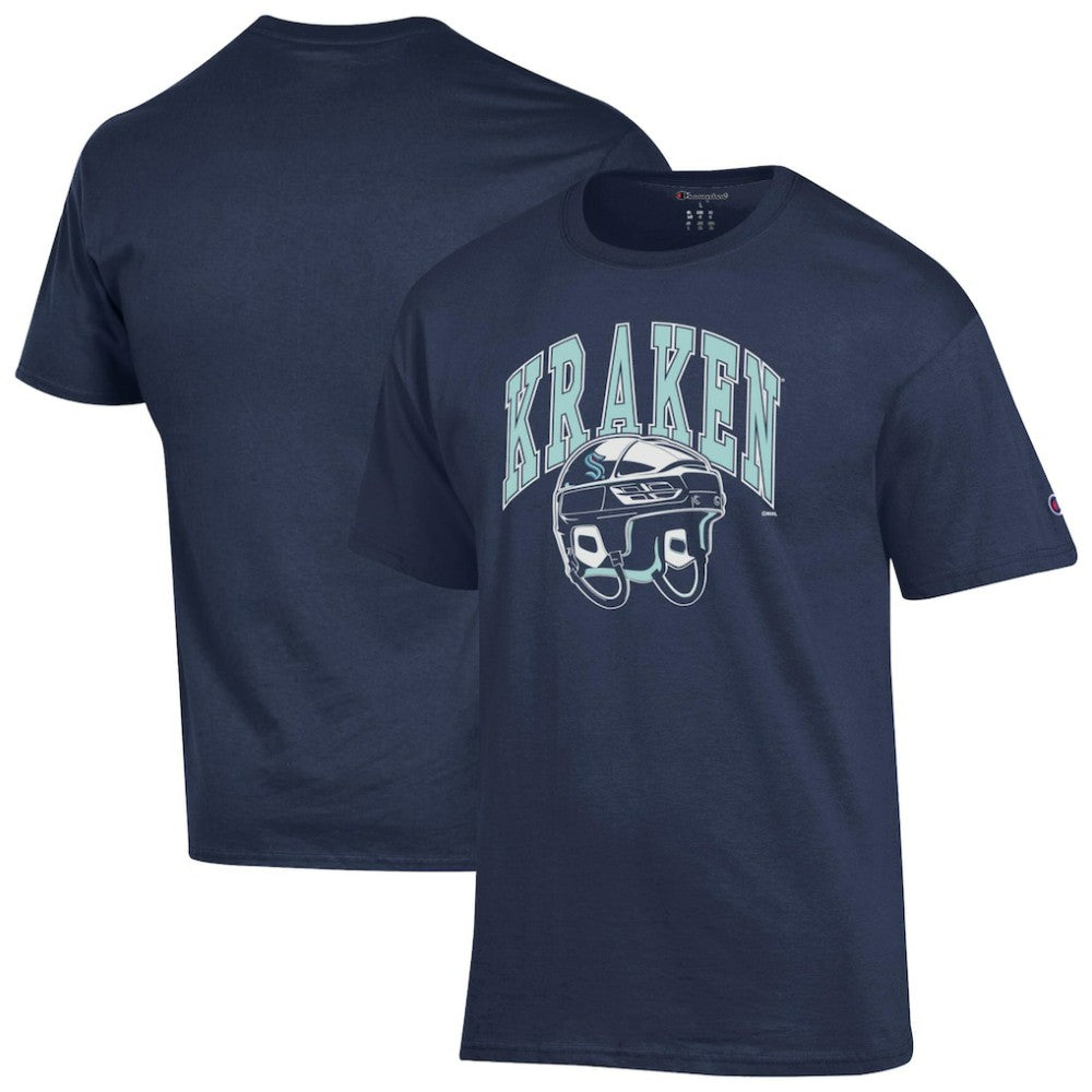 Seattle Kraken Champion Helmet T-Shirt - Navy T-shirts