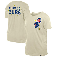 Chicago Cubs Women's Stars & Cap T-Shirt Cream