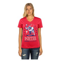 Philadelphia Phillies Women's Little Miss 2 V-Neck T-Shirt Red