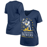 Milwaukee Brewers Women's Little Miss 2 V-Neck T-Shirt Navy