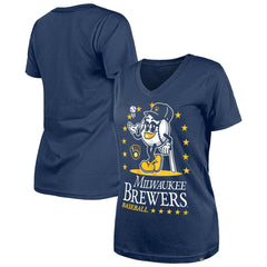 Milwaukee Brewers Women's Little Miss 2 V-Neck T-Shirt Navy