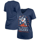 Detroit Tigers Women's Little Miss 2 V-Neck T-Shirt Navy