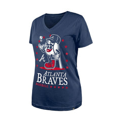 Atlanta Braves Women's Little Miss 2 V-Neck T-Shirt Navy