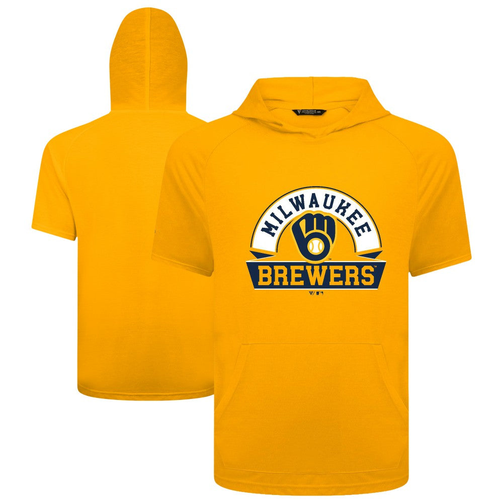 Milwaukee Brewers Levelwear Phase Banner Arch Hoodie T-Shirt Gold