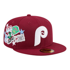 Philadelphia Phillies City Patch 59FIFTY Fitted Hat Burgundy