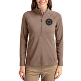 Washington Nationals Cutter & Buck Women's Adapt Eco Knit Stretch Half-Zip Pullover Brown