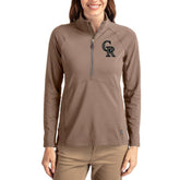 Colorado Rockies Cutter & Buck Women's Adapt Eco Knit Stretch Half-Zip Pullover Brown