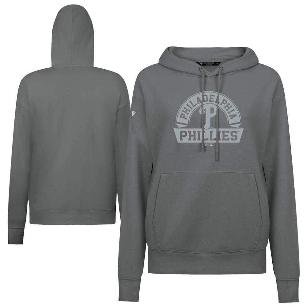 Philadelphia Phillies Levelwear Women's Adorn Banner Arch Hoodie Stone