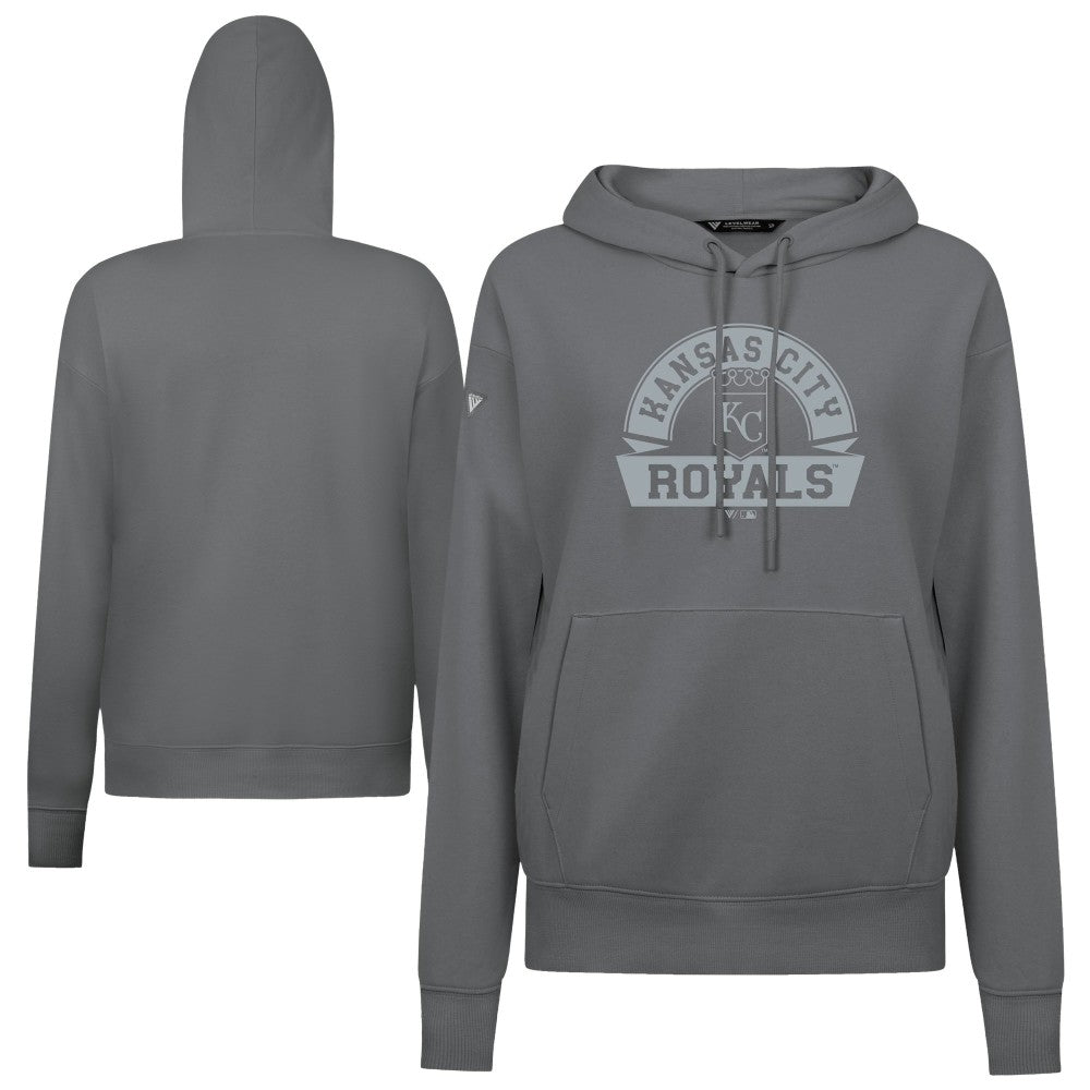 Kansas City Royals Levelwear Women's Adorn Banner Arch Hoodie Stone