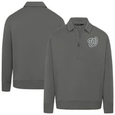 Washington Nationals Levelwear Women's Canmore Chenille Logo Quarter-Zip Top Stone