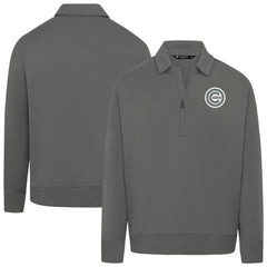 Chicago Cubs Levelwear Women's Canmore Chenille Logo Quarter-Zip Top Stone