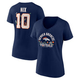Bo Nix Denver Broncos Women's Floral Name & Number V-Neck T-Shirt - Navy online