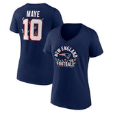 Drake Maye New England Patriots Women's Floral Name & Number V-Neck T-Shirt - Navy online