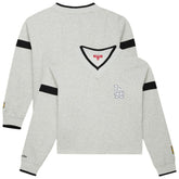 Los Angeles Dodgers Women's Cooperstown Collection V-Neck Cropped Toggle Sweatshirt Heather Gray