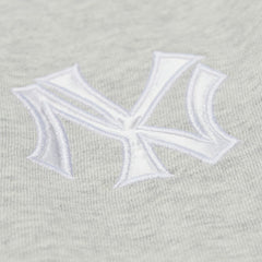 New York Yankees Women's Cooperstown Collection V-Neck Cropped Toggle Sweatshirt Heather Gray