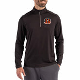 Cincinnati Bengals Cutter & Buck Coastline Epic Comfort Recycled Quarter-Zip Pullover - Black for sale