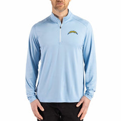 Los Angeles Chargers Cutter & Buck Coastline Epic Comfort Recycled Quarter-Zip Pullover - Powder Blue on sale