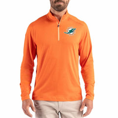 Miami Dolphins Cutter & Buck Coastline Epic Comfort Recycled Quarter-Zip Pullover - Orange cheap
