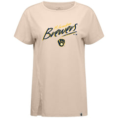 Milwaukee Brewers Levelwear Women's Influx Sizzle T-Shirt Khaki