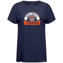 Detroit Tigers Levelwear Women's Influx Banner Arch T-Shirt Navy