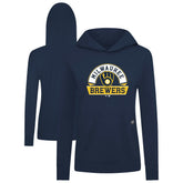 Milwaukee Brewers Levelwear Women's Relay Banner Arch Long Sleeve T-Shirt Hoodie Navy