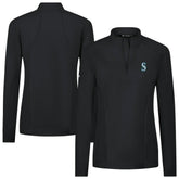 Seattle Mariners Levelwear Women's Upright Insignia 2.0 Quarter-Zip Tri-Blend Top Black