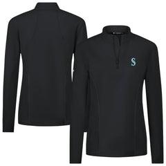 Seattle Mariners Levelwear Women's Upright Insignia 2.0 Quarter-Zip Tri-Blend Top Black