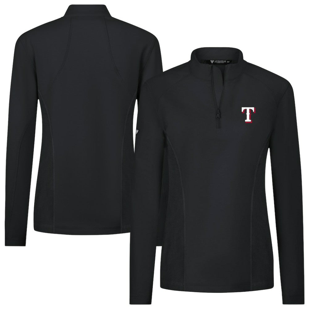 Texas Rangers Levelwear Women's Upright Insignia 2.0 Quarter-Zip Tri-Blend Top Black