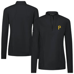 Pittsburgh Pirates Levelwear Women's Upright Insignia 2.0 Quarter-Zip Tri-Blend Top Black