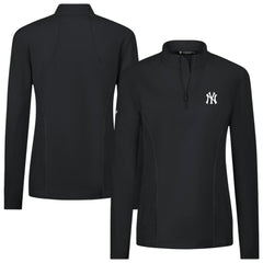 New York Yankees Levelwear Women's Upright Insignia 2.0 Quarter-Zip Tri-Blend Top Black
