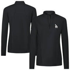 Los Angeles Dodgers Levelwear Women's Upright Insignia 2.0 Quarter-Zip Tri-Blend Top Black