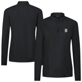 Detroit Tigers Levelwear Women's Upright Insignia 2.0 Quarter-Zip Tri-Blend Top Black