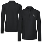Kansas City Royals Levelwear Women's Upright Insignia 2.0 Quarter-Zip Tri-Blend Top Black